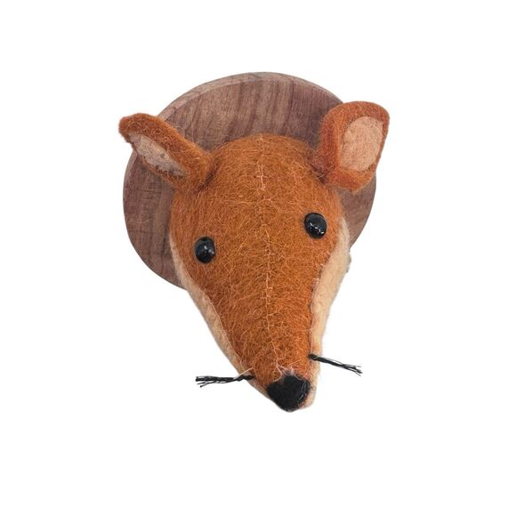 Felt Wool Faux Trophy Fox Head  Wall Decor Nursery Fast Shipping - Picture 2 of 11